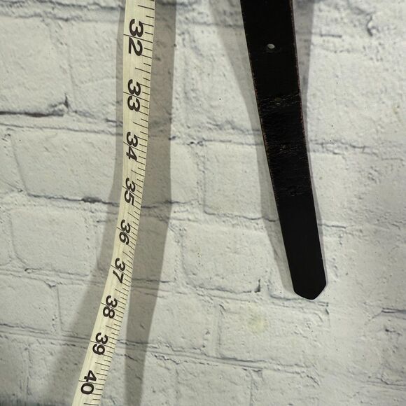 Western Geuine Leather Belt Large Set Black Brown Silver Brass Buckle Western - Picture 9 of 16